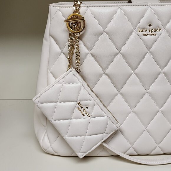 NWOT Kate Spade Quilted Carey in Meringue with matching keychain wallet - Picture 12 of 12